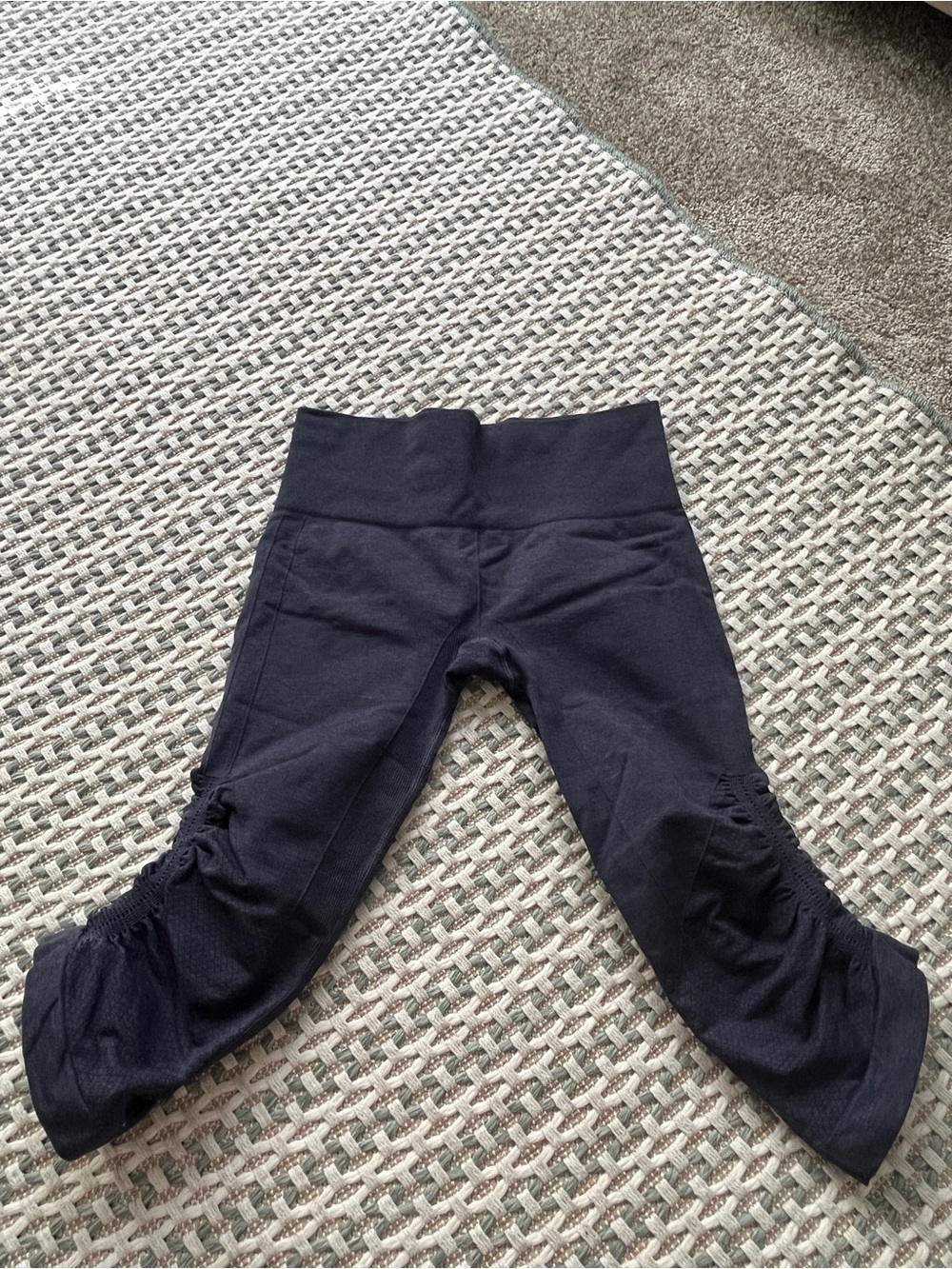 lululemon athletica Black Capri Leggings with Ruched Hem